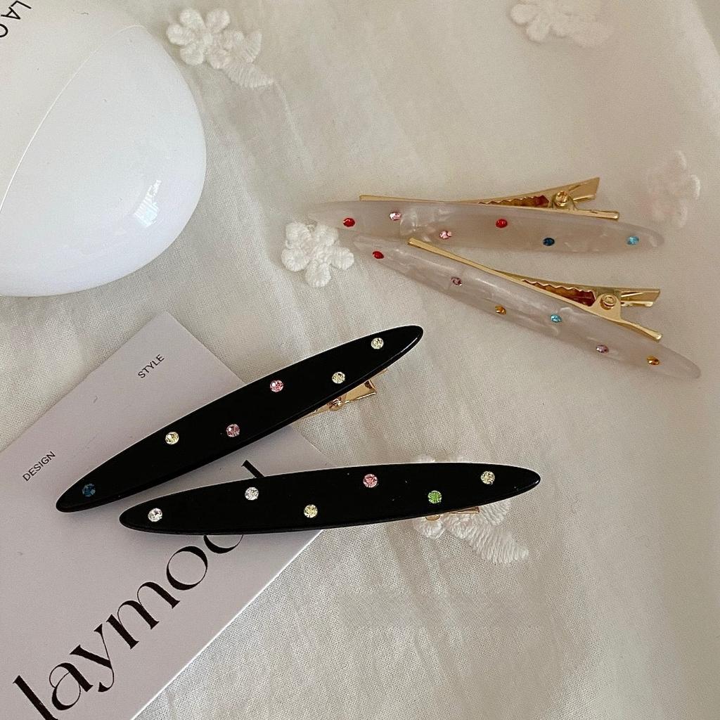 2 шт./комплект Ацетатный Зажим для Волос Цветные Стразы Кристаллы Заколки Боковые Заколки Листья Геометрические Сладкие Элегантные Женские Аксессуары для Волос