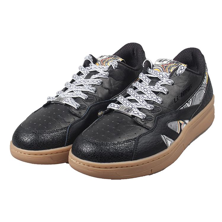 Li Ning 937 Deluxe Низкие Синтетическая Кожа Легкие и Дышащие Низкие Скейтбордические Кроссовки Мужские Черный Коричневый AZGS045-3