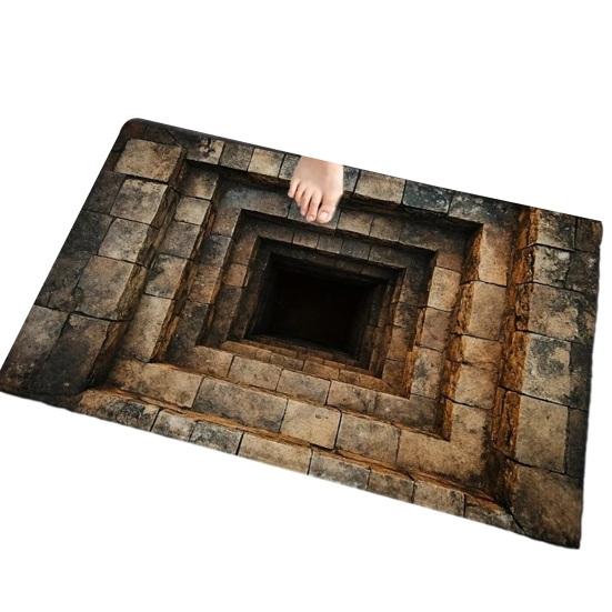 3D Optical Illusion Floor Mat Non-Slip Vision Rug with Stunning 3D Visual Effect Design Area Rug for Living Room Bedroom Hallway Easy Care Carpet