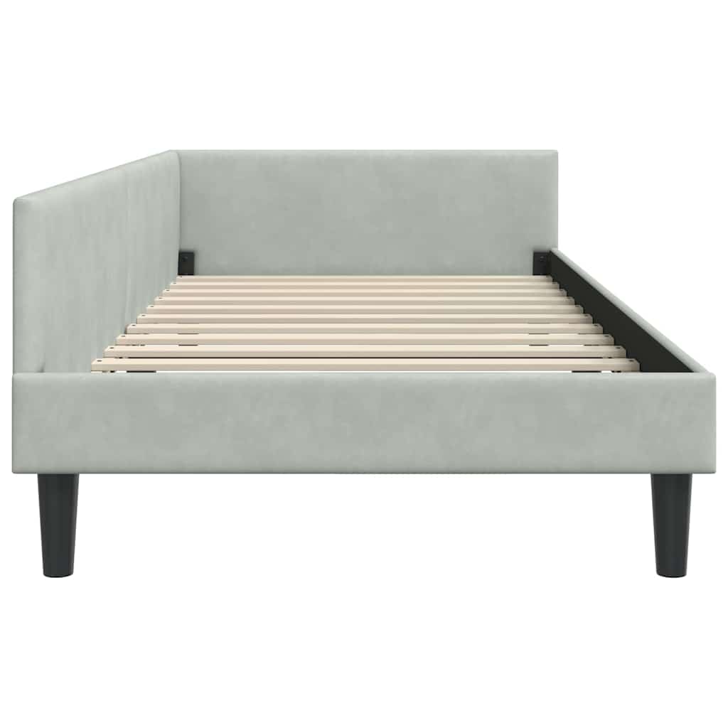 Corner Bed Frame with Headboard Light Grey 90 cm x 190 cm Velvet