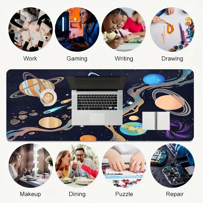 Space Journey Xl Gaming Mouse Pad Nonslip Rubber Base Stitched Edge Waterproof Desk Mat For Pc Laptop Gamer Office Computer Accessories C927587