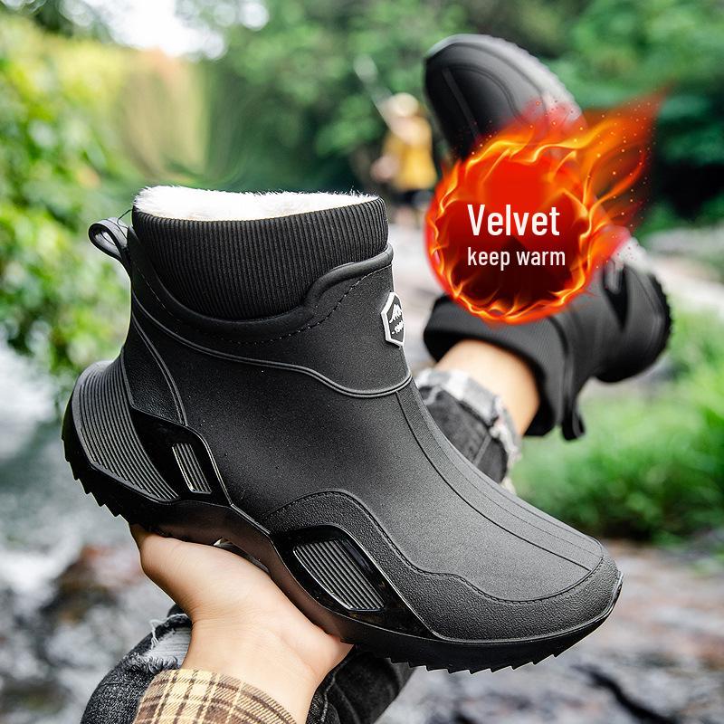 Унисекс водостойкие короткие резиновые сапоги на бархатной подкладке - Extra Warm для водителей и курьеров