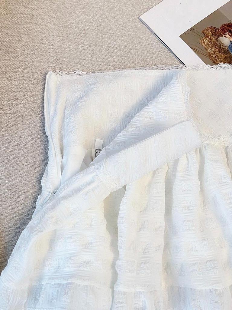 Женская белая мини-юбка, милая, в стиле балета, верхняя одежда, высокая талия, кружевная, А-силуэт, короткая юбка, одежда 2010 года, лето