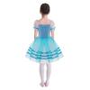 Girls Puff Sleeve Layered Tutu Dress Lace Trim Velvet Bodice Lace Up Back Ballet Costume