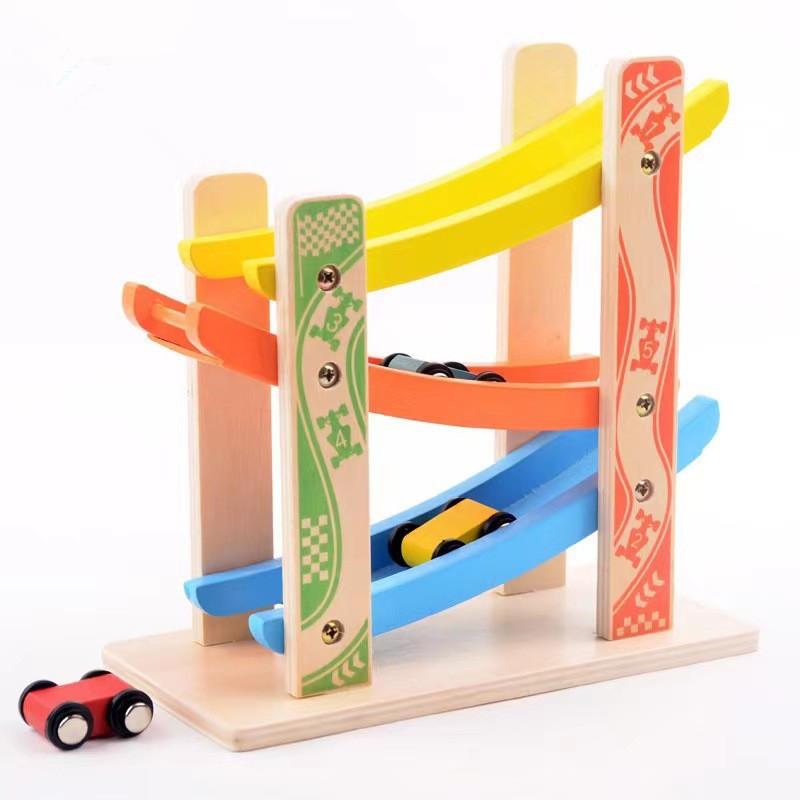Wooden Gliding Niuniu Car Four-layer Track Roller Coaster Track Car Children's Inertial Speed Scooter