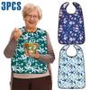 3 шт. Взрослый слюнявчик Полиэстер Водонепроницаемый Защитник одежды с карманом для крошек Изысканный цветочный дизайн Моющийся слюнявчик для еды для пожилых людей