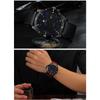 WWOOR Спортивные мужские часы с кожаным ремешком Матовый черный корпус с календарем Водонепроницаемые кварцевые часы