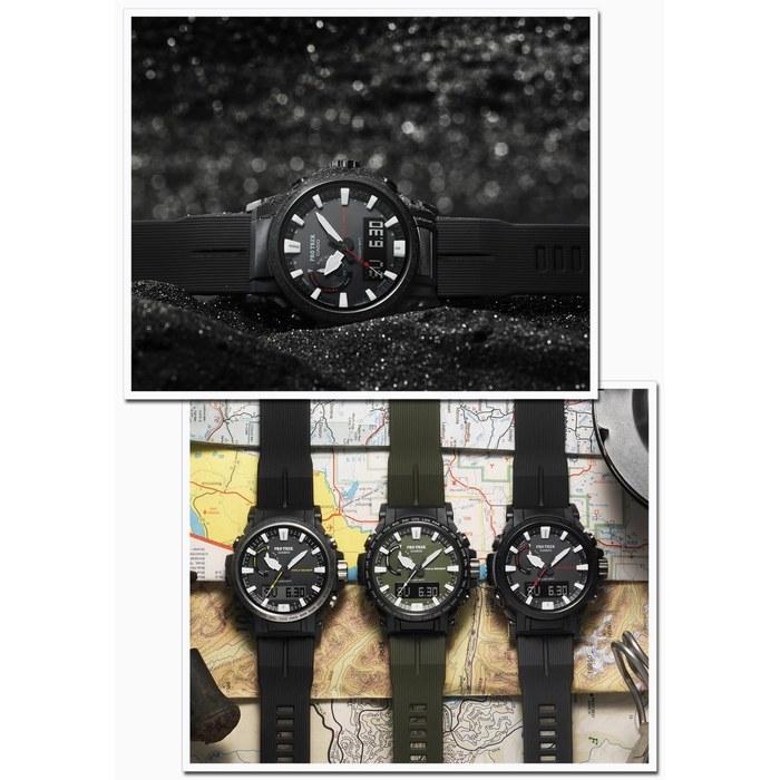 Мужские часы Casio Pro Trek PRW-61Y-1BJF, на солнечной батарее, из биопластика, черные, компактного размера