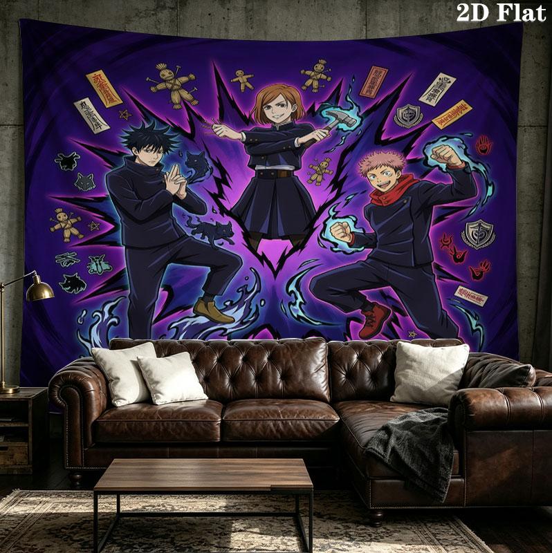 Jujutsu Kaisen Wall Tapestry Aesthetic Wall Hanging Printed Fabric Blanket Decorative Tapestries For Bedroom Living Room Home Decor