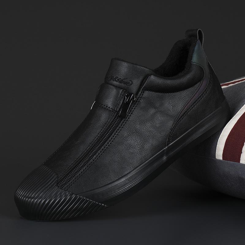Весенние новые мужские модные повседневные туфли на молнии Doubles, осенние мужские туфли для сноуборда, универсальные теплые зимние кожаные туфли, кроссовки для мужчин