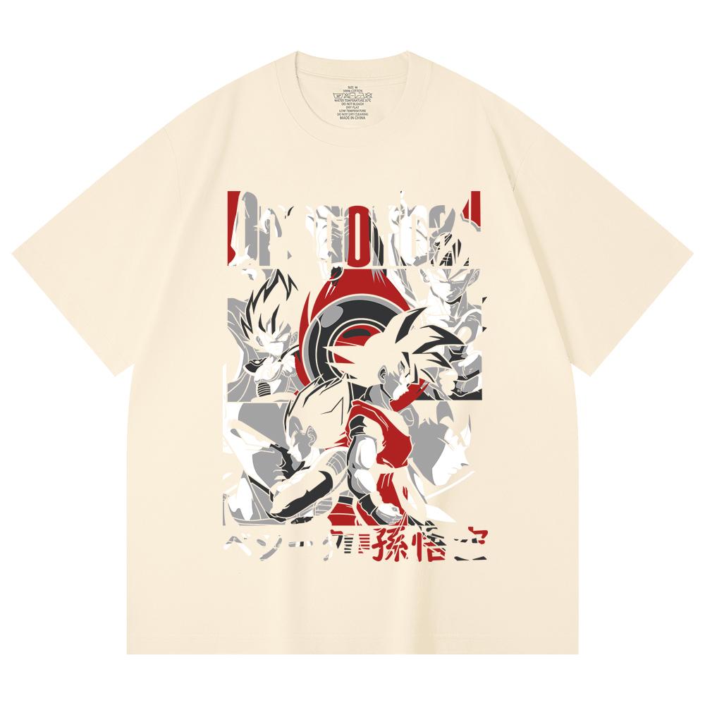 230 Gsm 100% Cotton Dragon Ball V36 Goku Vegeta Print Unisex Heavy Cotton T Shirt