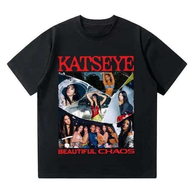 K Pop Топы Katseye Мерч Иллюстрация в стиле тач Рок-н-ролл Хип-хоп Рэп Топ Уличный Спортивный Повседневный Футболка Мужская Женская Парная