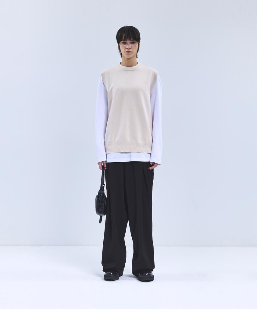 IRONYPORNO WHITELINE 86-Iroj364 Side Button Slit Knit Vest Beige