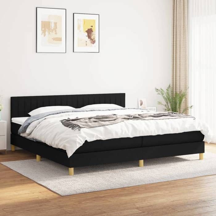 Maison Exclusive - Sommier à lattes de lit avec matelas Noir 200x200 cm Tissu
