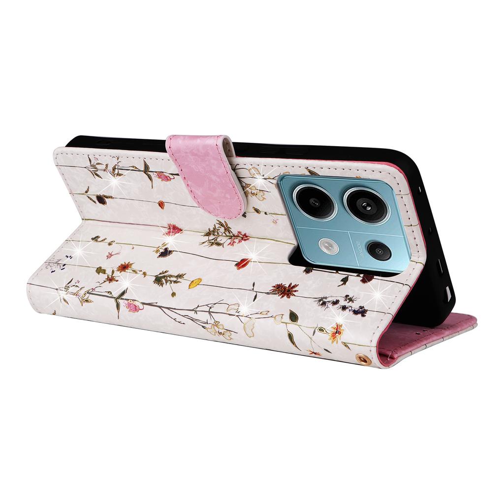 For Xiaomi Redmi Note 13 Pro 5G/Poco X6 5G Case Lacquered Flower Leather Wallet Phone Cover