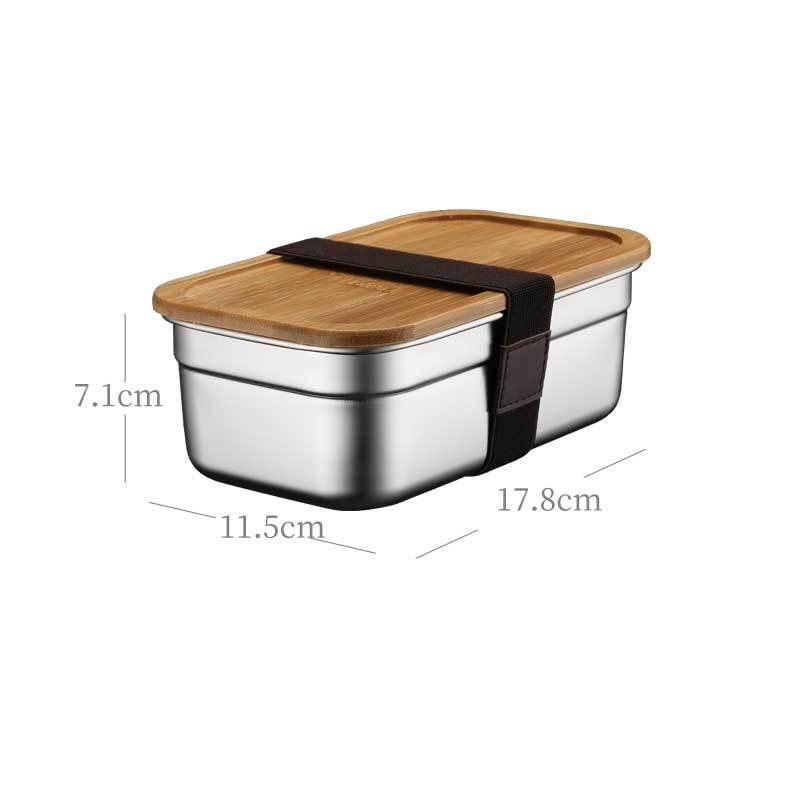 Ланч-бокс в японском стиле из нержавеющей стали 304 с деревянной крышкой, сохраняющий свежесть пищевой контейнер, портативный кейс для хранения для школьников и детей