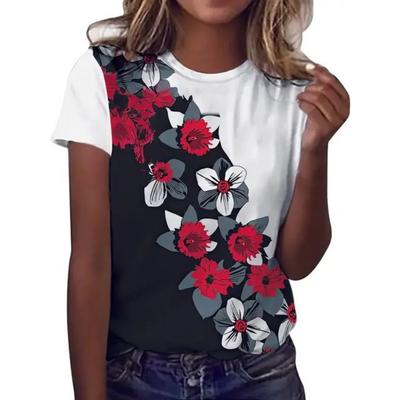 Женская футболка с 3D-принтом с узором, круглым вырезом и короткими рукавами, мягкий повседневный топ, удобная повседневная рубашка, модный принт