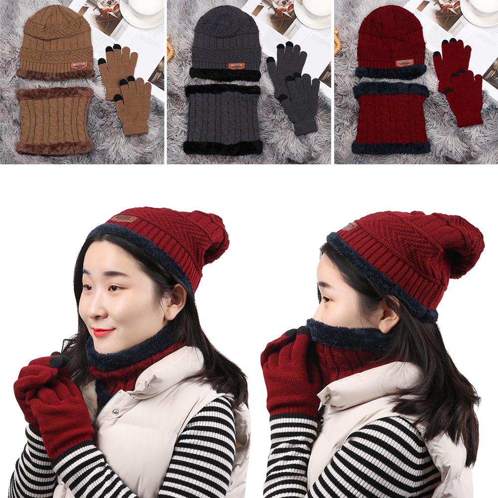 Mens Girl Knitted Winter Warm Neck Warmer Beanie Hat Hat Scarf Gloves Set And Neck Scarf