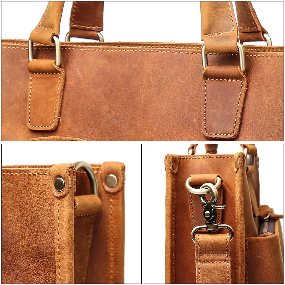 Мужская сумка для ноутбука из кожи Crazy Horse Женская сумка через плечо Crossbody Большая кожаная сумка-портфель