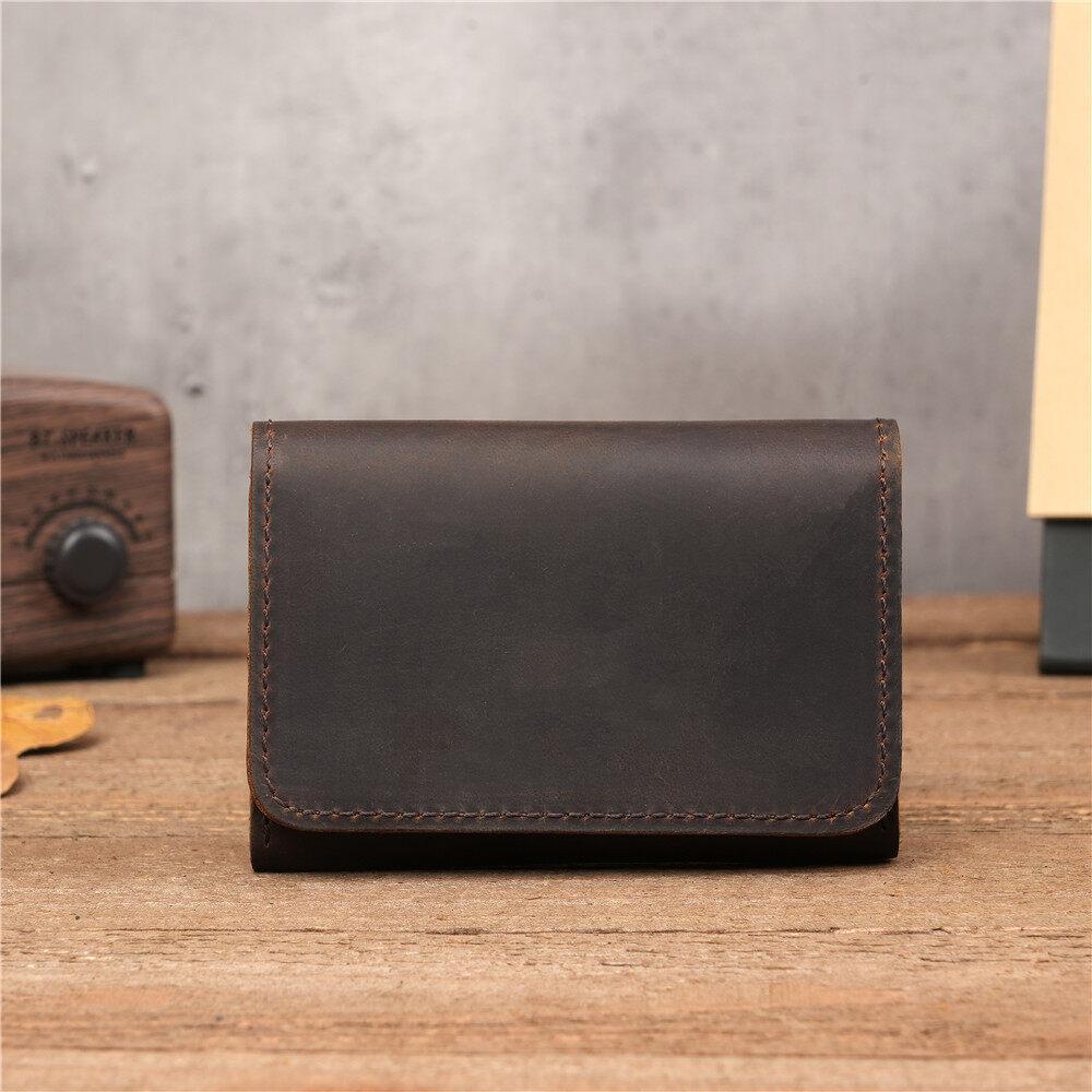 Прочный чехол для карт Crazy Horse из натуральной кожи для мужчин, тонкие простые кошельки для денег
