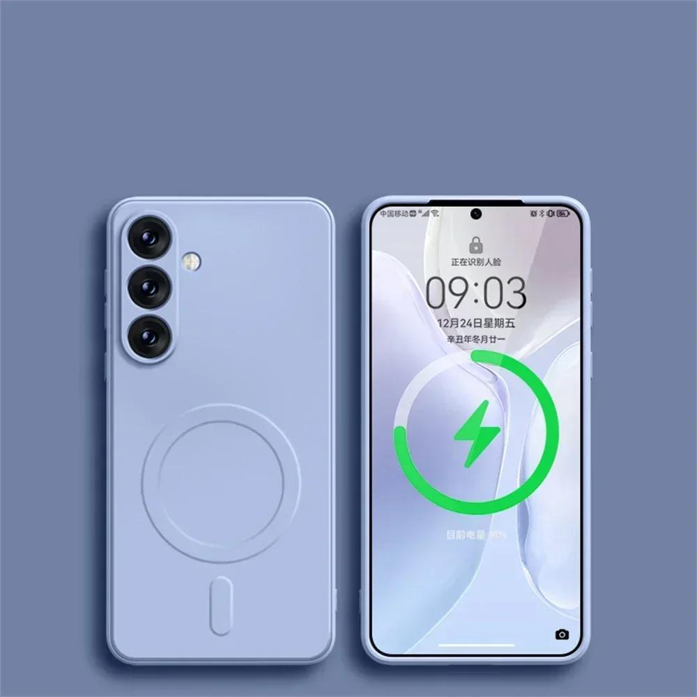 Магнитный чехол для беспроводной зарядки Magsafe для Samsung Galaxy S26 S25 S24 Ultra S23 S22 S21 A55 A15 A35 A05 Чехол из жидкого силикона