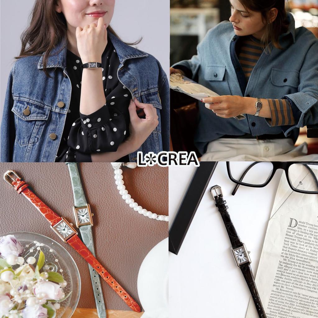 Солнечные часы, сделанные в Японии, ремень LeClair PARALLELA из натуральной крокодиловой кожи [LCREA] для женщин LC2101-SSCBK