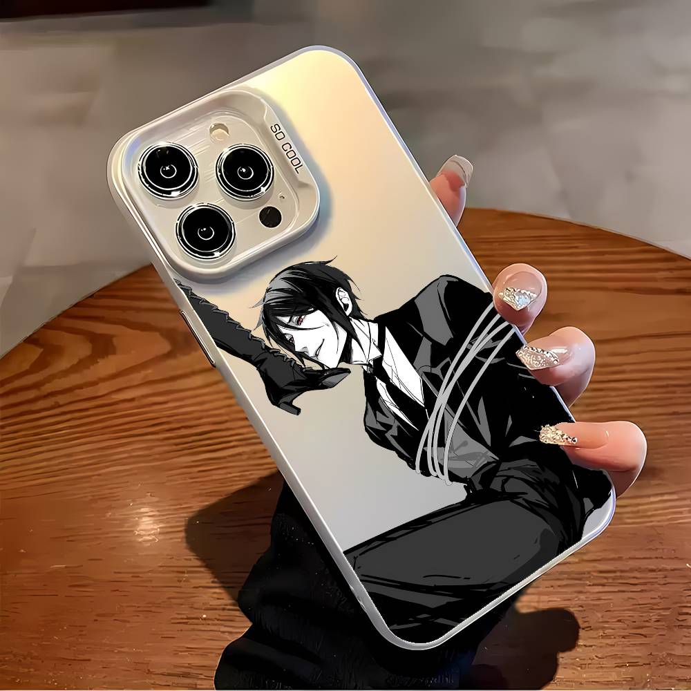 Чехол для телефона Черный дворецкий Для iPhone 16 15 14 13 12 11 Plus Pro Max разноцветный Лазерный Аврора Ударопрочный Чехол Funda