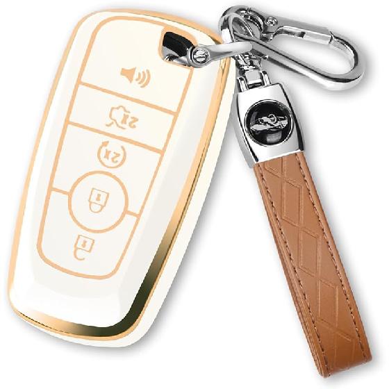 For Ford Key Fob Cover with Keychain, Soft TPU Key Case Shell Full Protection for Ford Explorer Fusion Escape Edge Expedition F150 F250 F350 F450