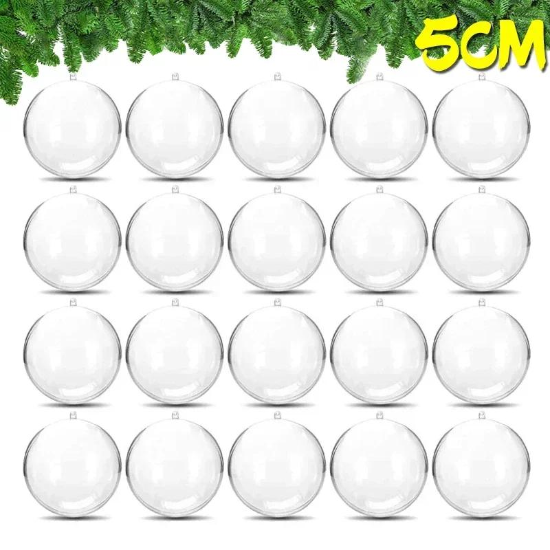 1/20PCS Transparent Fillable Christmas Balls DIY Xmas Tree Hanging Pendants Plastic Hollow Ball New Year Party Ornament Gift Box