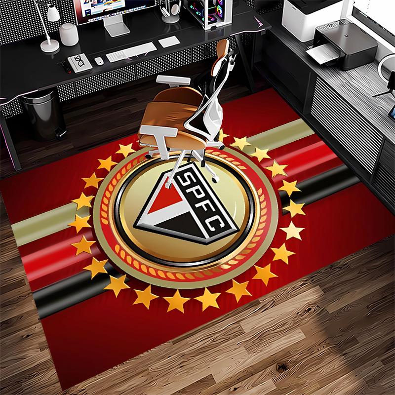 São Paulo FC logo Print Area Rug - Soft, Washable Non-Slip Indoor Mat for Office Chairs, Living Room, Home Office Decorative Rug