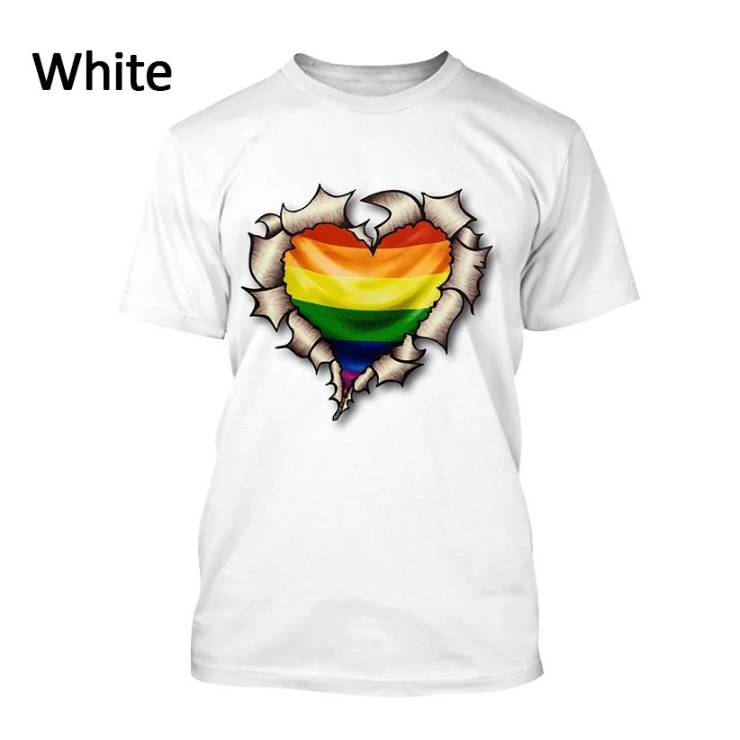 Новая летняя мужская/женская футболка с радужным 3d принтом и круглым вырезом, повседневная футболка большого размера с короткими рукавами, модные топы, трендовая одежда унисекс