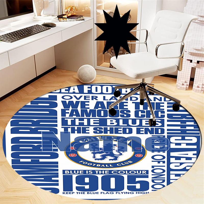 Custom Name Chelsea Football Club Printed Round Rug Carpet Chair Rug Area Rug Entryway Doormats,for Office Chair Living Room Bedroom Kitchen Room.