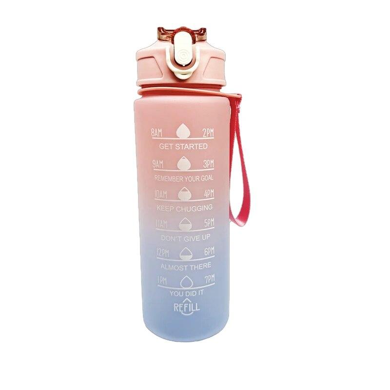 900ML Sports Water Bottle with Time Marker Leak-proof Cup Motivational Portable Water Bottle for Outdoor Sport Fitness BPA Free