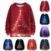 Ladies' Fashionable Casual Long Sleeved Christmas Printed Round Neck Knitted Yarn