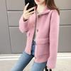 Fuzzy Cardigan Sweater for Women Imitation Mink Velvet Jacket Women Short Mohair Cardigan  Lapel Knitted Cardigan Sweaters with Pockets