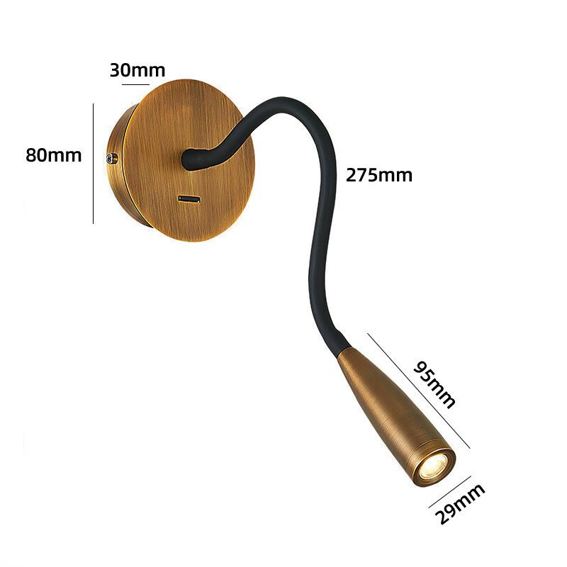 Светодиодный гибкий настенный светильник для чтения на гибкой ножке, современный настенный светильник для спальни, прикроватный светильник, точечные светильники для инженерного кабинета отеля