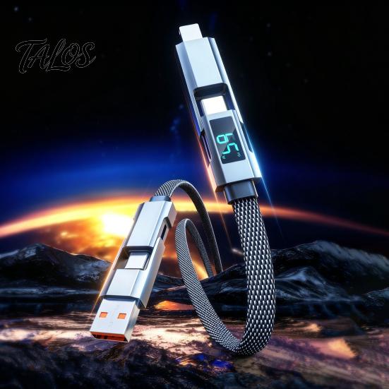Многоуровневый высокоскоростной кабель данных Talos, быстрая зарядка до 100 Вт, USB Type-C 8-контактный зарядный кабель с цифровым дисплеем в реальном времени, прочный плетеный для