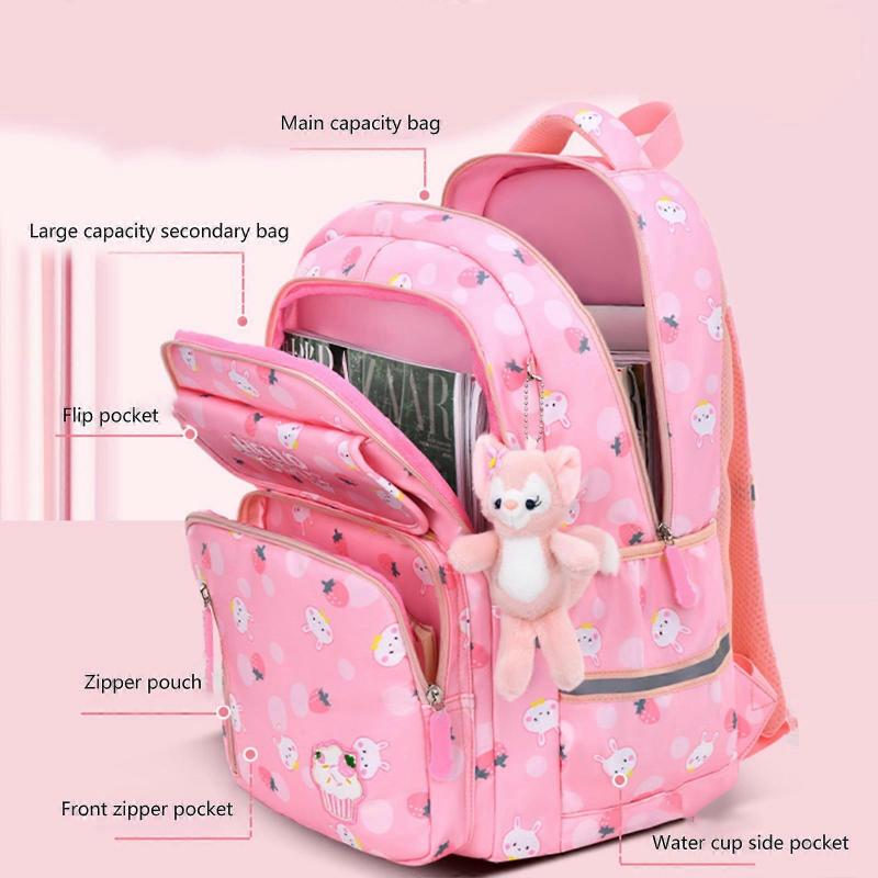 2023 Kid Bag School Bag Girls Schoolbag Splashproof Backpack Cute Cartoon Shoulder Bag Elementary Daypack School Supply  Purple