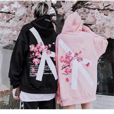 Stylish 3D Printed Hoodie Couples Sakura Floral Design Japanese Korean Streetwear Casual Long Sleeve Sweatshirt