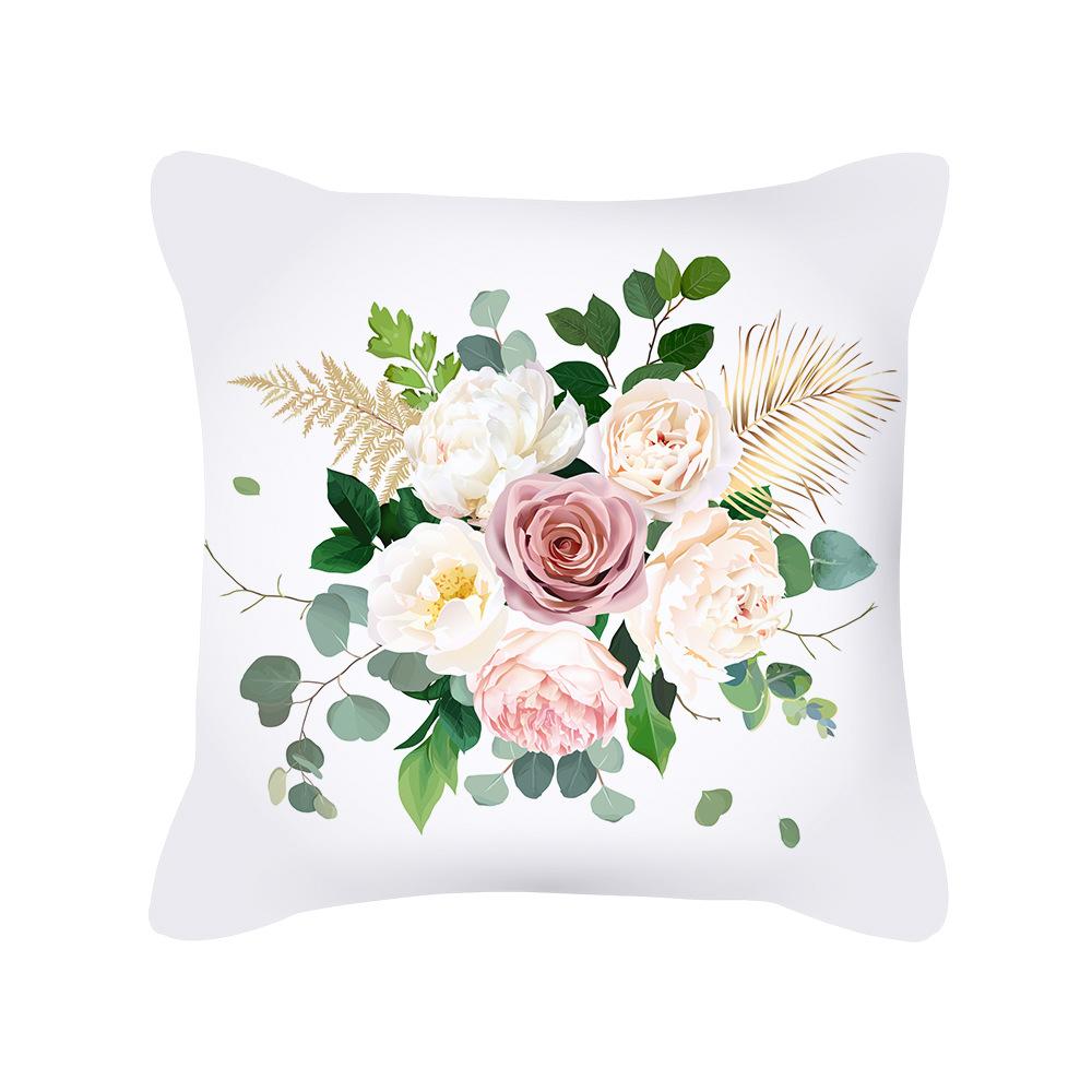 Подушка Новое Растение Цветок Принт Подушка Диванная Подушка Прикроватная Спинка Короткая Плюшевая Наволочка