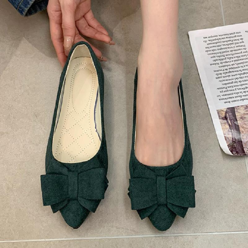 Женская обувь женская крутая легкая бант зеленый флок туфли на плоской подошве леди мода милый весна лето отель рабочая обувь ga129