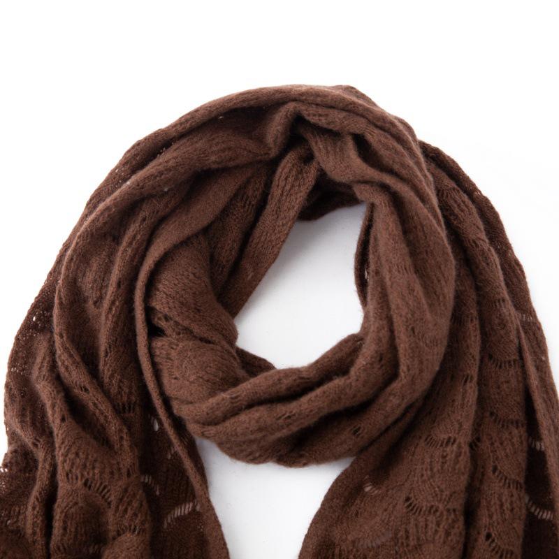Women's Cashmere Hollow Crochet Knit Scarf - Warm & Versatile for Autumn/Winter