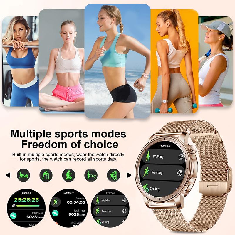 2024 New Fashion Smart Watch Women AMOLED HD Screen Sports Tracker Health Monitoring IP67 Waterproof Bluetooth Call Smart Watchs
