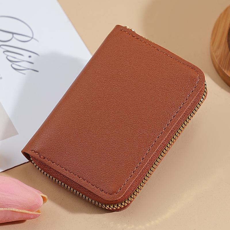 Новый женский чехол из искусственной кожи с несколькими отделениями для карт, кошелек для монет, визитница, однотонный держатель для удостоверения личности и кредитной карты