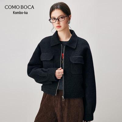 Женское короткое пальто Kemengboka из 100% шерсти с лацканами