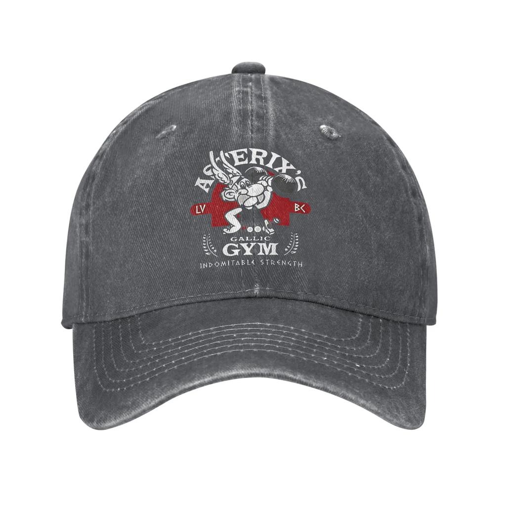 Asterixes Gallic GYM Unisex Women Baseball Cap Obelixes Indomitable Strength Distressed Denim Washed Hats Adjustable Fit Headwear