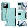 For Xiaomi 15T Leather Case Butterfly Floral Imprint Zipper Wallet Stand Cover with Wrist Strap