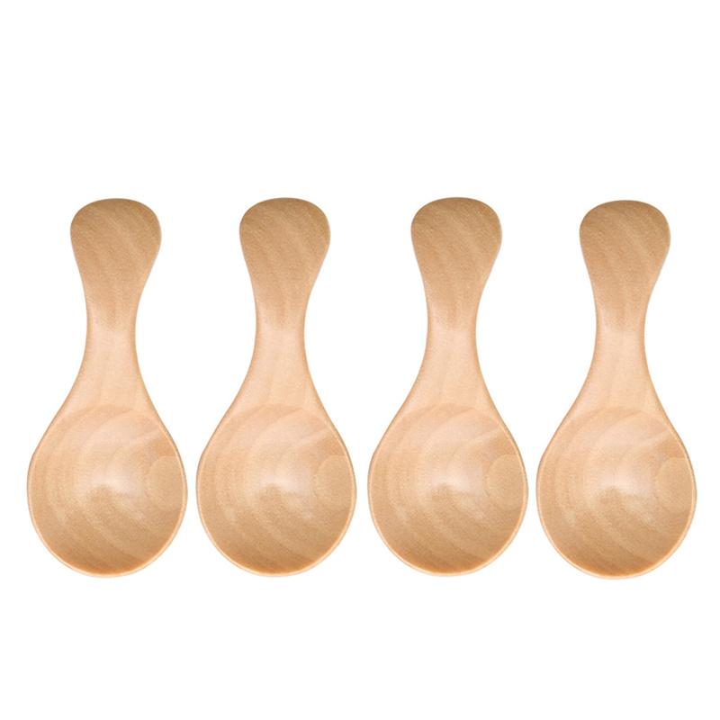 2/4 шт. Мини деревянная чайная ложка, совок для мороженого, кухонные гаджеты, специи, приправы, сахар, кофе, ложки, короткая ручка, деревянная детская ложка
