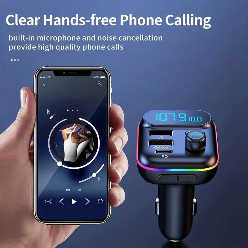 C29 Автомобильный FM-передатчик Bluetooth 5,0 MP3-плеер DC12V/24V Вход Dual USB 3.1A + PD 3.1A Быстрая зарядка Автомобильное зарядное устройство