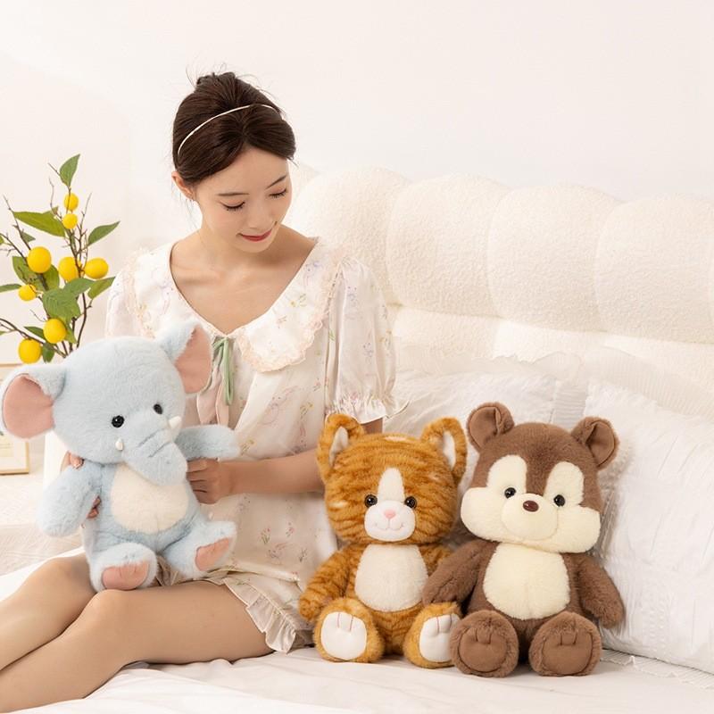 Мультяшная белка и плюшевые игрушки-слоны с набивкой из ПП-хлопка для подарка детям